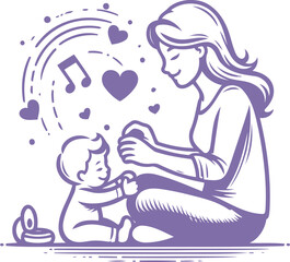 mother and baby vector