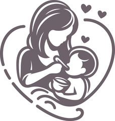mother and baby vector