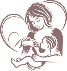 mother and baby vector