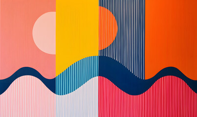 geometric minimalist abstract soundwave and botanical art, Generative AI 