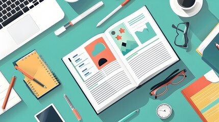 Fototapeta premium Crafting a Captivating Corporate Newsletter:Bridging the Gap with Vibrant Graphics and Engaging Content