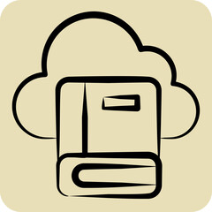 Icon Cloud Book 2. related to Learning symbol. hand drawn style. simple design illustration