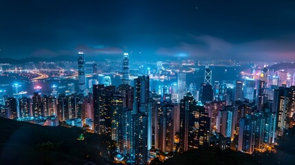 Glittering Metropolis:A Captivating Nighttime Cityscape of Towering Skyscrapers and Dazzling Lights