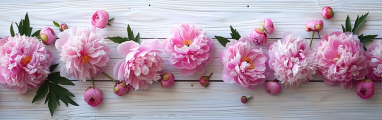 Pretty Pink Peonies on White Wood: Perfect for Greeting Cards