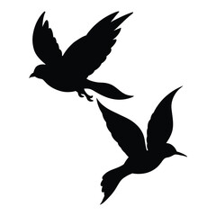 silhouette of a flying bird on white