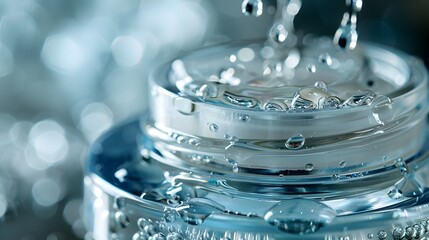 Moisturizer Jar with Cascading Water Droplets Symbolizing Fresh and Rejuvenated Skin