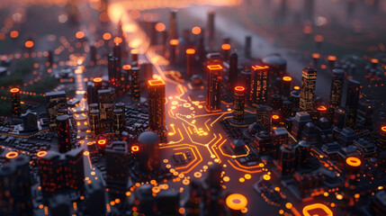 Fototapeta premium Smart city and abstract dot point connect with gradient line and aesthetic Intricate wave line design , big data connection technology concept.