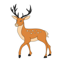 Colorful Deer Clipart. Cartoon Wild Animals Clipart Set for Lovers of Wildlife. 