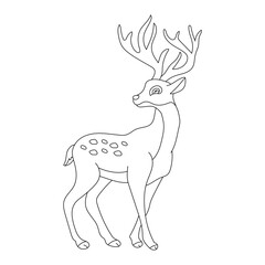 Outline Deer Clipart. Cartoon Wild Animals Clipart Set for Lovers of Wildlife. 