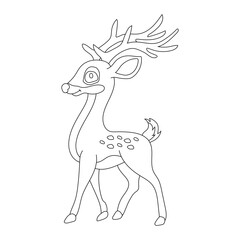 Outline Deer Clipart. Cartoon Wild Animals Clipart Set for Lovers of Wildlife. 
