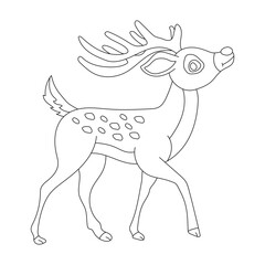 Outline Deer Clipart. Cartoon Wild Animals Clipart Set for Lovers of Wildlife. 