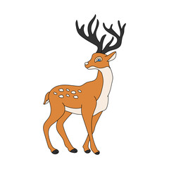 Colorful Deer Clipart. Cartoon Wild Animals Clipart Set for Lovers of Wildlife. 