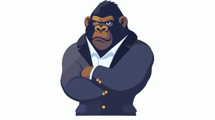 Business Gorilla Wearing Coat And Folded Arms Car