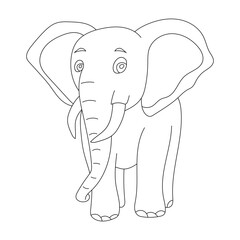 Outline Elephant Clipart. Cartoon Wild Animals Clipart Set for Lovers of Wildlife. 