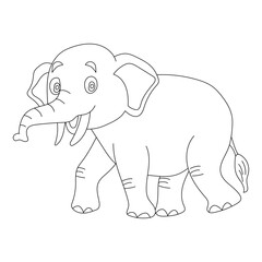 Outline Elephant Clipart. Cartoon Wild Animals Clipart Set for Lovers of Wildlife. 