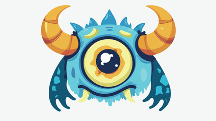Cartoon monster with horns with one eye. Hallowee