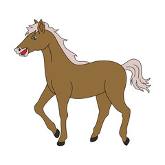 Colorful Horse Clipart. Cartoon Wild Animals Clipart Set for Lovers of Wildlife. 