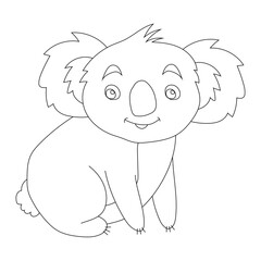 Outline Koala Clipart. Cartoon Wild Animals Clipart Set for Lovers of Wildlife. 