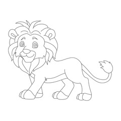 Outline Lion Clipart. Cartoon Wild Animals Clipart Set for Lovers of Wildlife. 