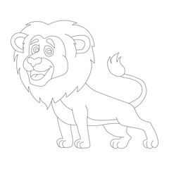 Outline Lion Clipart. Cartoon Wild Animals Clipart Set for Lovers of Wildlife. 
