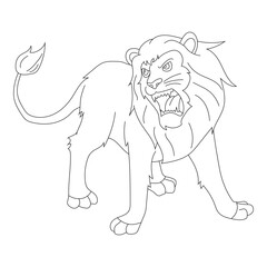 Outline Lion Clipart. Cartoon Wild Animals Clipart Set for Lovers of Wildlife. 