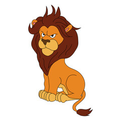 Colorful Lion Clipart. Cartoon Wild Animals Clipart Set for Lovers of Wildlife. 