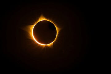 Total Solar Eclipse, With The Moon Completely Covering The Sun And Creating a Mesmerizing Ring of Fire Effect in The Sky, Generative AI
