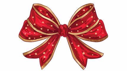 Festive red bow design over white flat isolated