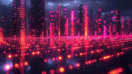 Fototapeta premium Smart city and abstract dot point connect with gradient line and aesthetic Intricate wave line design , big data connection technology concept.