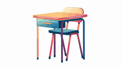 Gradient school desk with chair isolated icon isolated