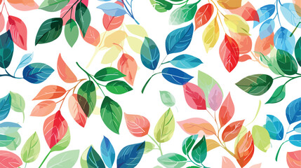 Green leaves red blue pink blue background Suitable fo