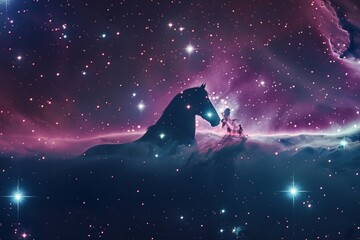 Horsehead Nebula in The Constellation Orion, With Its Distinctive Shape Outlined Against a Backdrop...