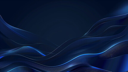 dark blue wave banner template. minimal wavy line background with text for social media cover. Shiny moving wave lines element. Modern dark blue gradient wave lines. Futuristic technology concept.
