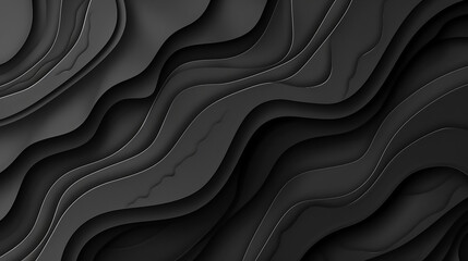 Premium black wave papercut background design with diagonal wave line pattern. - obrazy, fototapety, plakaty