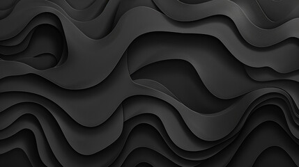 Premium black wave papercut background design with diagonal wave line pattern.
