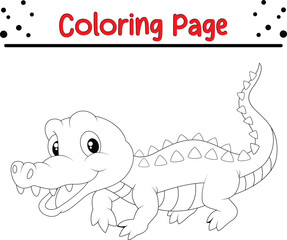 happy crocodile coloring book for kids. Wild animal coloring pages for children