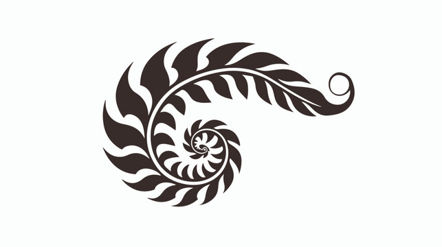 Maori symbol spiral shape based on silver fern frond flat