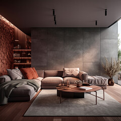 Mockup for a blank wall of accent living room interior design
