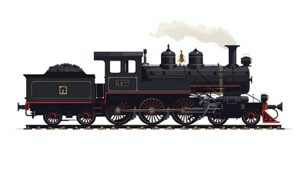 Fototapeta na wymiar Retro train classic black locomotive on a white background