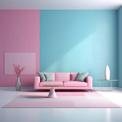 An empty wall of a spacious gradient color living room