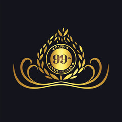 99th Anniversary lettering design template. Vector and illustration.
