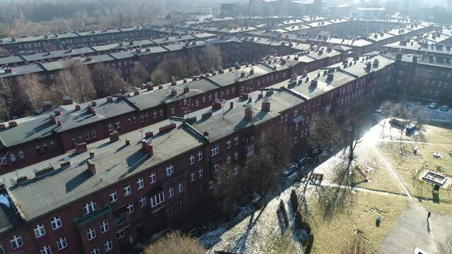 Old Historic Housing Estate Nikiszowiec In Katowice From The Aerial View