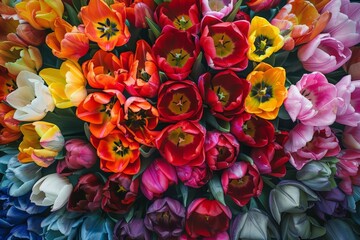 Obraz na płótnie Canvas Colorful Tulips Arranged in a Circle
