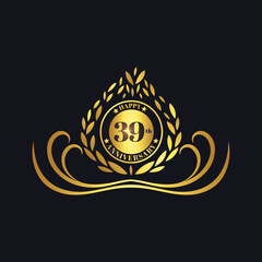 39th Anniversary lettering design template. Vector and illustration.	
