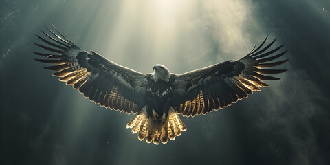 Eagles close up, Angry eagles deep sea flying - obrazy, fototapety, plakaty
