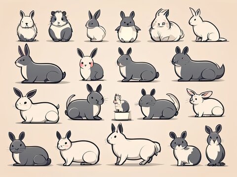 set of animals rabbit