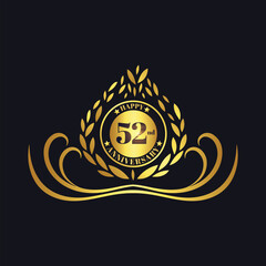 52nd Anniversary lettering design template. Vector and illustration.