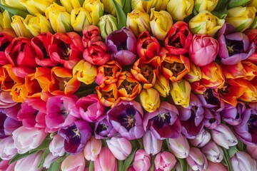 Colorful Tulips Arranged Together