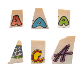 Ransom comics font type A from printout comics, HQ, cutout, collage element for graphic design, png isolated on transparent background	