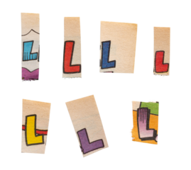 Ransom comics font type L from printout comics, HQ, cutout, collage element for graphic design, png isolated on transparent background	